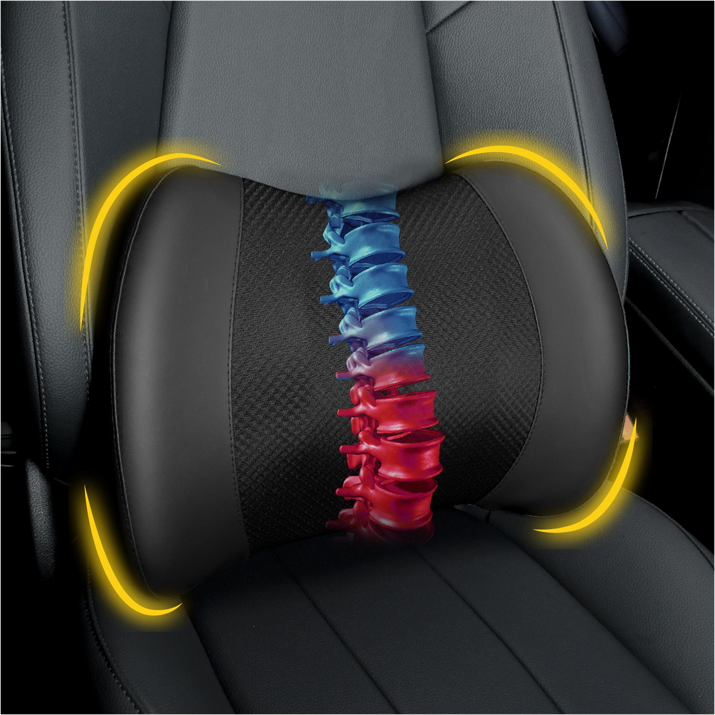 Lofty Aim Lumbar Support Pillow: Memory Foam Lumbar Pillow for Lower Back Pain Relief - Car Back Cushion for Driving - Lumbar Support for Car-Office Chair, Wheelchair - Black